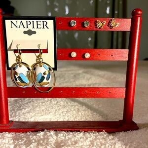 Napier Gold and Teal Oval Earrings